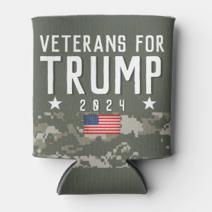 Trump 2020 Veterans for Trump Camo Can Cooler