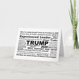 Trump 2020 Why I'm Voting for Trump 2020 Card