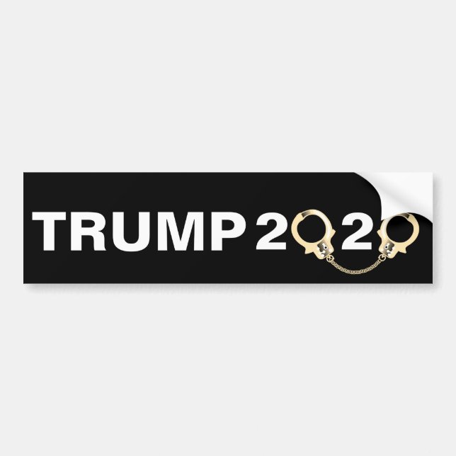 Trump 2020 With Handcuffs Bumper Sticker (Front)