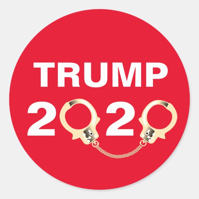 Trump 2020 With Handcuffs Classic Round Sticker (Front)