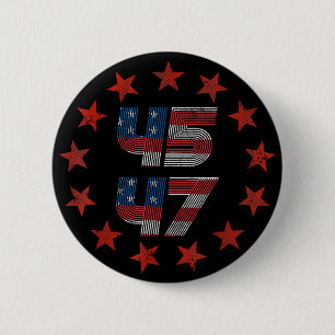Trump 2024 45 47 Vintage American Flag Retro 4547  6 Cm Round Badge