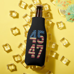 Trump 2024 45 47 Vintage American Flag Retro 4547  Bottle Cooler