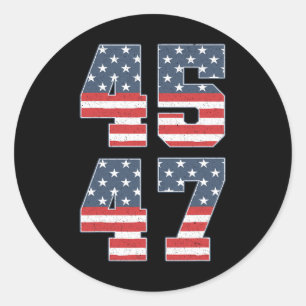 Trump 2024 45 47 Vintage American Flag Retro 4547  Classic Round Sticker