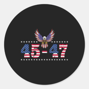 Trump 2024 45 47 Vintage American Flag Retro 4547 Classic Round Sticker