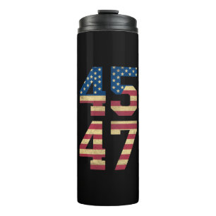 Trump 2024 45 47 Vintage American Flag Retro 4547  Thermal Tumbler