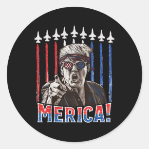 Trump 2024 4th Of July Patriotic American Flag Mer Classic Round Sticker