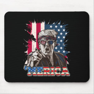 Trump 2024 4th Of July Patriotic American Flag Mer Mouse Pad