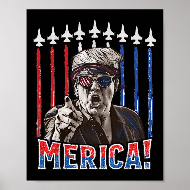 Trump 2024 4th Of July Patriotic American Flag Mer Poster (Front)
