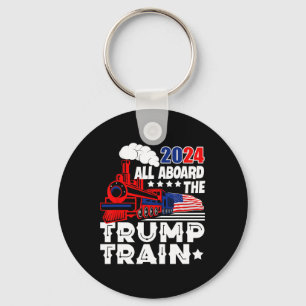 Trump 2024 All Aboard The Trump Train Usa American Key Ring