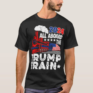 Trump 2024 All Aboard The Trump Train Usa American T-Shirt