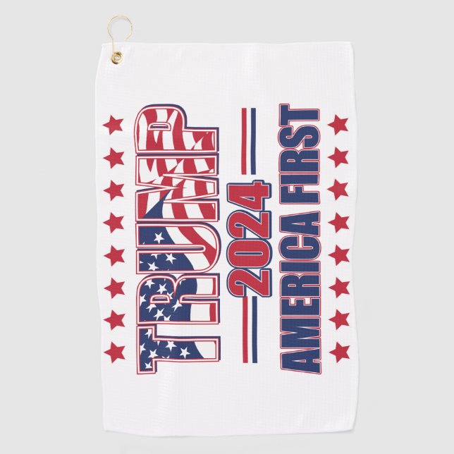 Trump 2024 America First Golf Towel (Front)