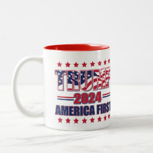Trump 2024 - America First Two-Tone Coffee Mug