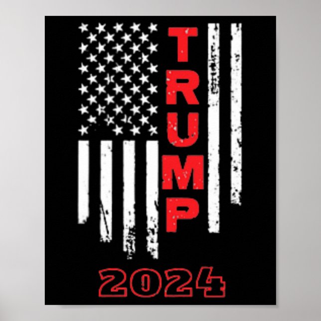 Trump 2024 American Flag Adult Short Sleeve Shirt  Poster (Front)