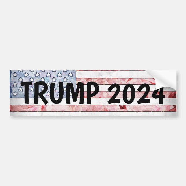 TRUMP 2024 AMERICAN FLAG BUMPER STICKER (Front)