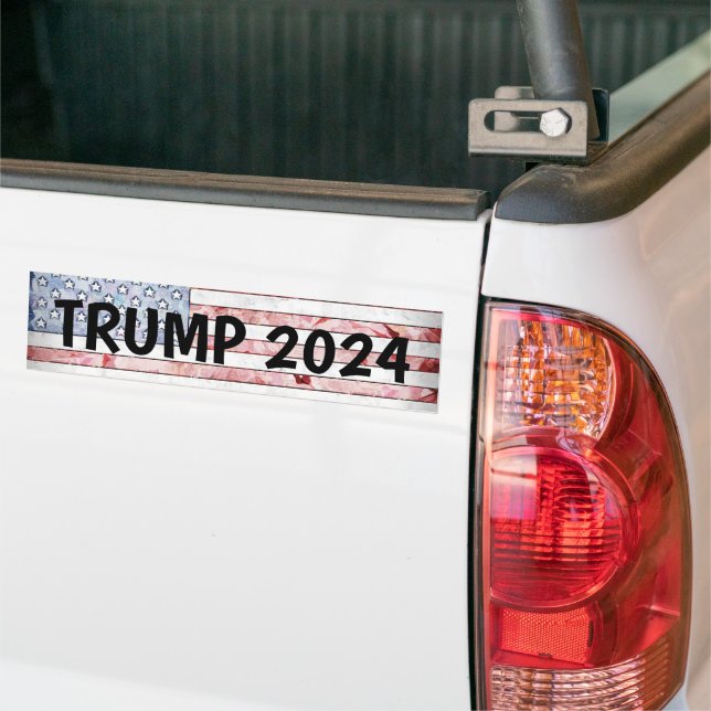 TRUMP 2024 AMERICAN FLAG BUMPER STICKER (On Truck)