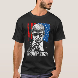 Trump 2024 American Flag Patriotic Conservative Po T-Shirt