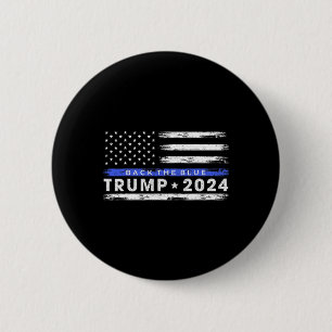 Trump 2024 Back The Blue Thin Blue Line American F 6 Cm Round Badge