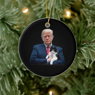 Trump 2024 Cat MAGA Funny Trump Cat Ceramic Ornament