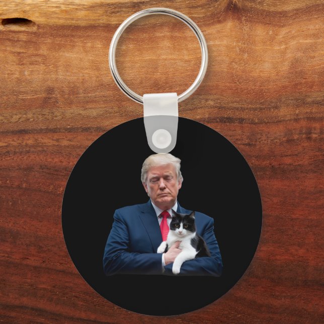 Trump 2024 Cat MAGA Funny Trump Cat Key Ring (Front)