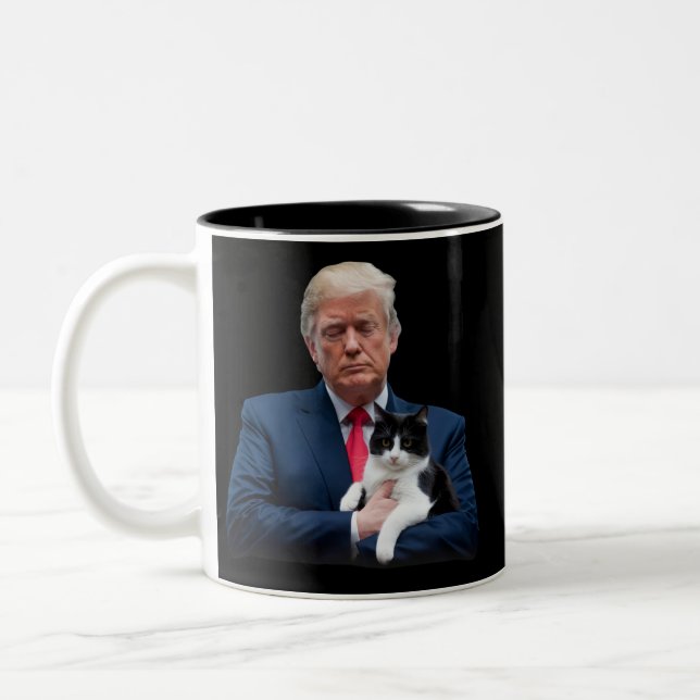 Trump 2024 Cat MAGA Funny Trump Cat Two-Tone Coffee Mug (Left)