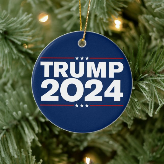 Trump 2024 Christmas Ceramic Ornament (Tree)
