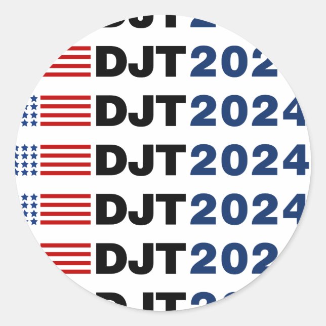 Trump 2024 DJT Classic Round Sticker (Front)