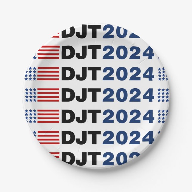 Trump 2024 DJT Paper Plate (Front)