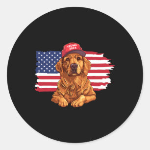 Trump 2024 Dog Dogs Golden Retriever Donald Trump  Classic Round Sticker
