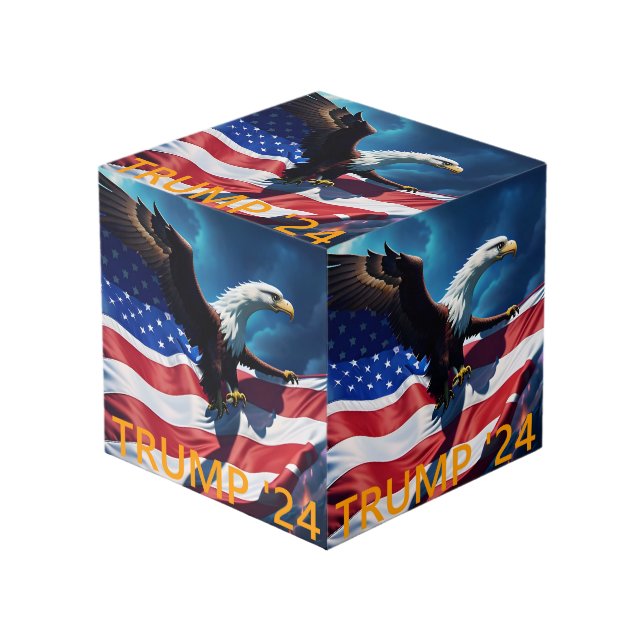 TRUMP 2024 Eagle American Flag Cube (Front Angled)