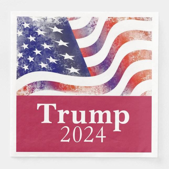 Trump 2024 Faded American Flag Campaign Napkin (Front)