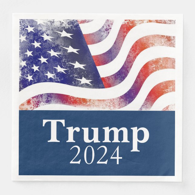 Trump 2024 Faded American Flag Campaign Napkin (Front)
