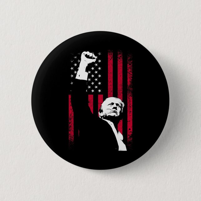 Trump 2024 Fist Fight For America Usa Flag Inaugur 6 Cm Round Badge (Front)
