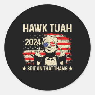 Trump 2024 Flag Funny Hawk Tush Middle Finger 24 V Classic Round Sticker