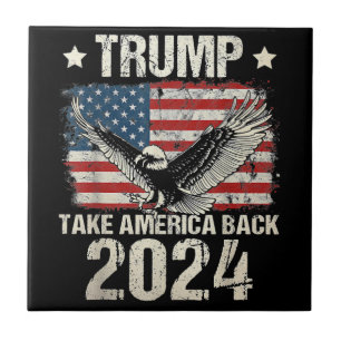 Trump 2024 flag take America back men women Trump Ceramic Tile