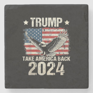 Trump 2024 flag take America back men women Trump Stone Coaster