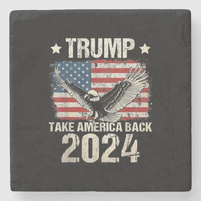 Trump 2024 flag take America back men women Trump  Stone Coaster (Front)