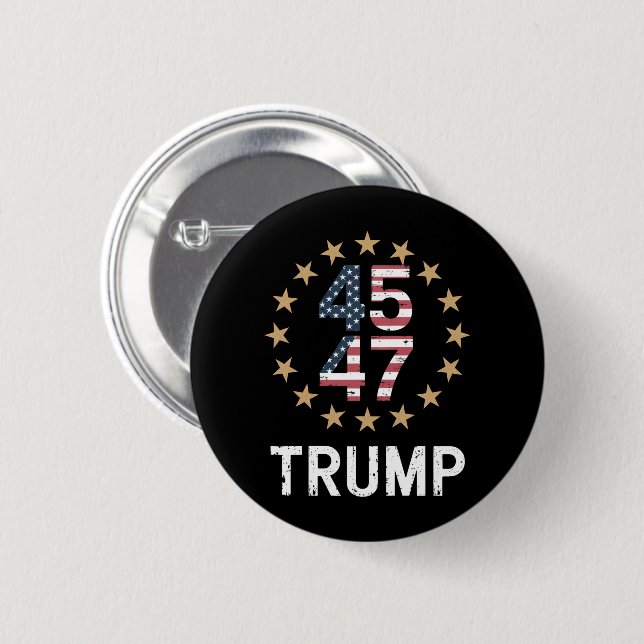 Trump 2024 Flag Take America Back Trump 45 47  6 Cm Round Badge (Front & Back)