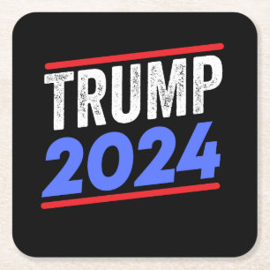 Trump 2024 For President Donald Jr. Maga Election Square Paper Coaster