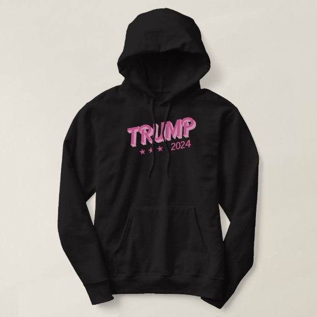 Trump 2024  Funny Donald Trump Pink Bubble Letters Hoodie (Design Front)