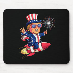 Trump 2024 Happy 4th Of July Trump American Flag Mouse Pad