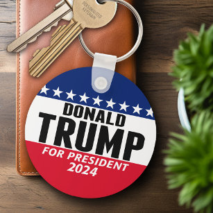Trump 2024 Keep America Great - blue red Key Ring