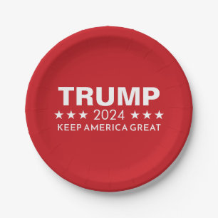 Trump 2024 - Keep America Great Red Paper Plate
