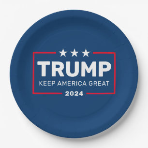 Trump 2024 - Keep America Great with Stars Paper Plate