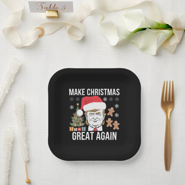 Trump 2024 Make Christmas Great Again Election Paper Plate (Wedding)