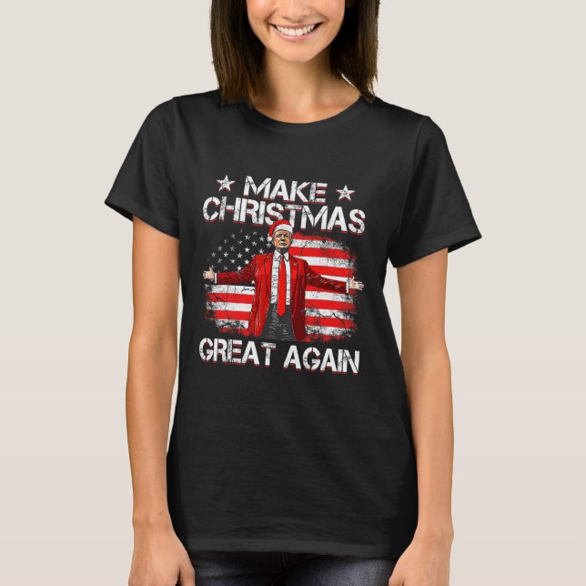 Trump 2024 Make Christmas Great Again Funny Trump  T-Shirt (Front)