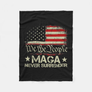 Trump 2024 Mega Never Surrender Us American Flag M Fleece Blanket