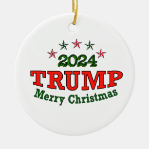 TRUMP 2024 Merry Christmas Ceramic Ornament