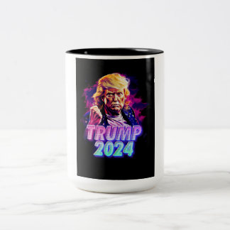 Trump 2024 - miami vice Two-Tone coffee mug