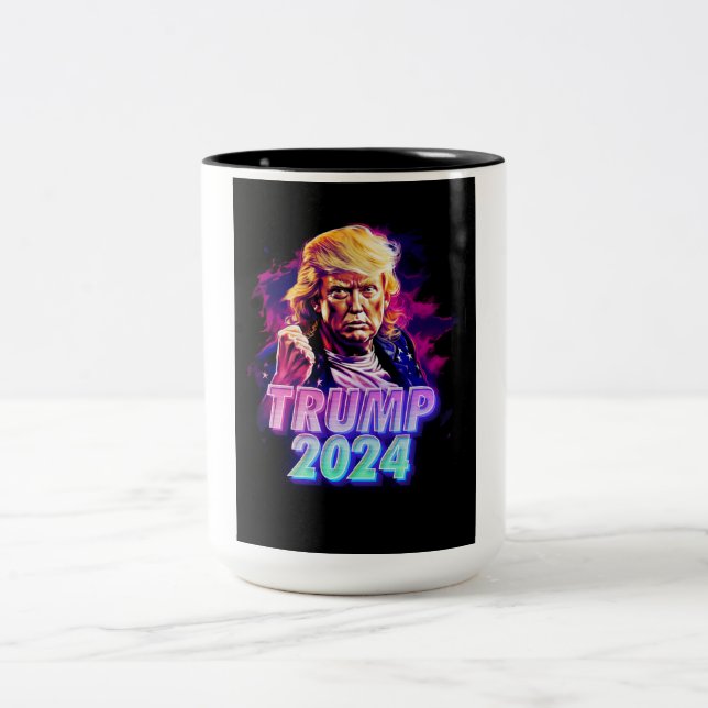 Trump 2024 - miami vice Two-Tone coffee mug (Center)