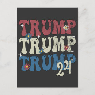 Trump 2024 Patriotic American Flag 4th Of July Announcement Postcard